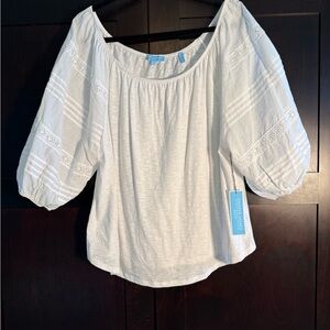 Draper James White Puff Sleeve Blouse